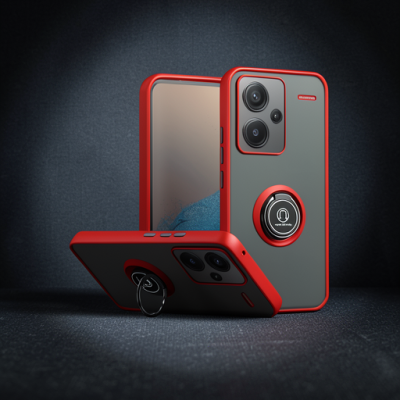 Xiaomi Redmi Note 13 Pro Plus Kılıf Montreal Yüzüklü Silikon Kapak - Kırmızı
