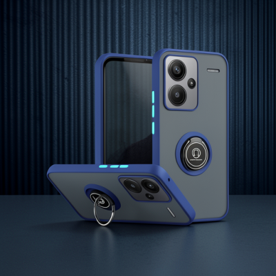 Xiaomi Redmi Note 13 Pro Plus Kılıf Montreal Yüzüklü Silikon Kapak - Lacivert