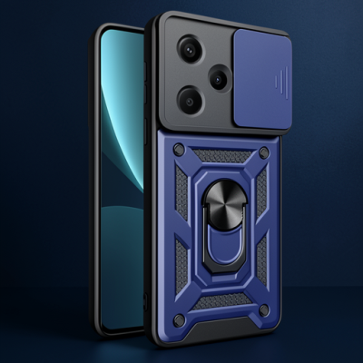 Xiaomi Redmi Note 13 Pro Plus Kılıf Pars Lens Yüzüklü Silikon - Lacivert