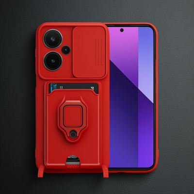 Xiaomi Redmi Note 13 Pro Plus Kılıf Zuma Kartvizitli Yüzüklü Silikon - Lila
