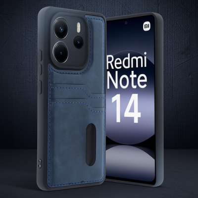 Xiaomi Redmi Note 14 4g Kılıf Sara Kartvizitli Deri Kılıf - Lacivert