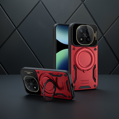 Xiaomi Redmi Note 14 Pro 4g Kılıf Joy Lens Standlı Kapak - Koyu Yeşil