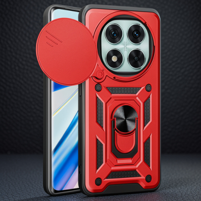 Xiaomi Redmi Note 14 Pro 4g Kılıf Pars Lens Yüzüklü Silikon - Kırmızı