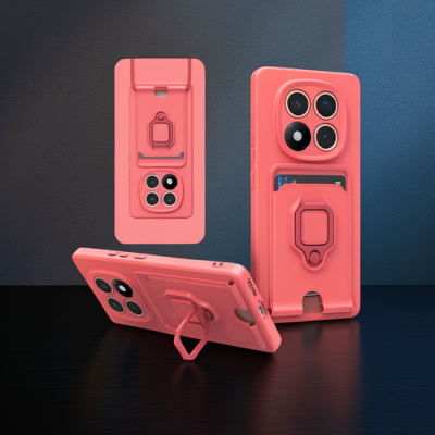 Xiaomi Redmi Note 14 Pro 4g Kılıf Zuma Kartvizitli Yüzüklü Silikon - Pembe