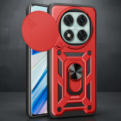 Xiaomi Redmi Note 14 Pro 5g Kılıf Pars Lens Yüzüklü Silikon - Kırmızı