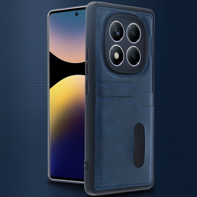 Xiaomi Redmi Note 14 Pro 5g Kılıf Sara Kartvizitli Deri Kılıf - Lacivert