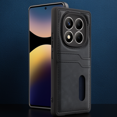 Xiaomi Redmi Note 14 Pro 5g Kılıf Sara Kartvizitli Deri Kılıf - Siyah