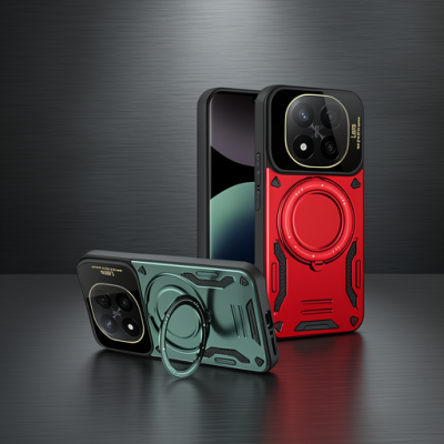 Xiaomi Redmi Note 14 Pro Plus Kılıf Joy Lens Standlı Kapak - Koyu Yeşil