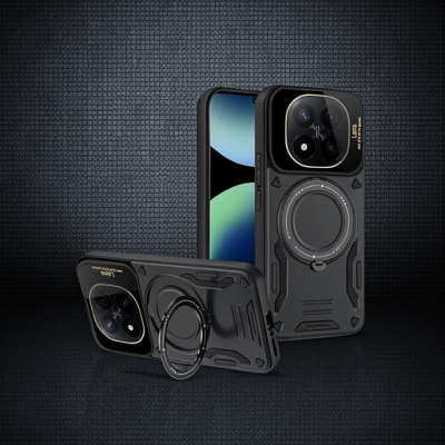 Xiaomi Redmi Note 14 Pro Plus Kılıf Joy Lens Standlı Kapak - Siyah