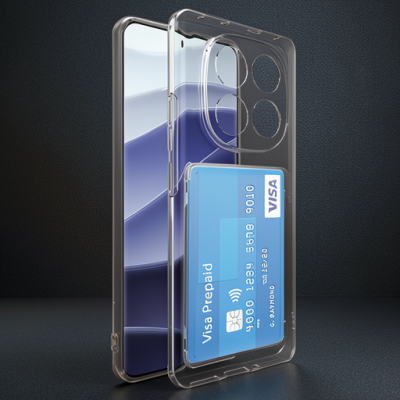Xiaomi Redmi Note 14 Pro Plus Kılıf Kart Şeffaf Silikon - Şeffaf