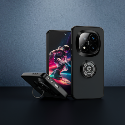 Xiaomi Redmi Note 14 Pro Plus Kılıf Montreal Yüzüklü Silikon Kapak - Siyah