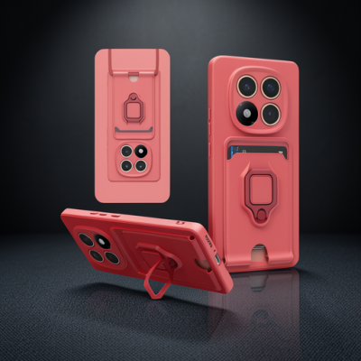 Xiaomi Redmi Note 14 Pro Plus Kılıf Zuma Kartvizitli Yüzüklü Silikon - Pembe