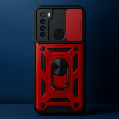 Xiaomi Redmi Note 8 Kılıf Pars Lens Yüzüklü Silikon - Kırmızı