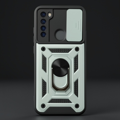 Xiaomi Redmi Note 8 Kılıf Pars Lens Yüzüklü Silikon - Yeşil