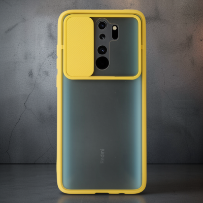Xiaomi Redmi Note 8 Pro Kılıf Palm Buzlu Kamera Sürgülü Silikon - Sarı