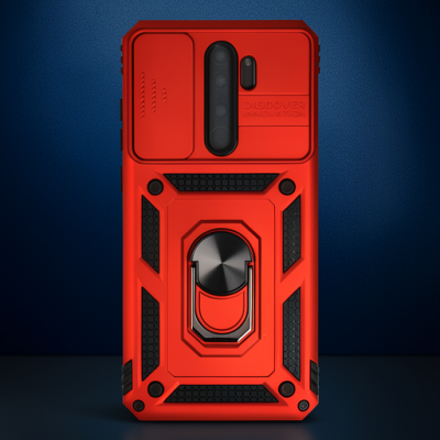 Xiaomi Redmi Note 8 Pro Kılıf Pars Lens Yüzüklü Silikon - Kırmızı