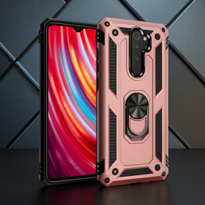 Xiaomi Redmi Note 8 Pro Kılıf Sofya Yüzüklü Silikon Kapak - Rose