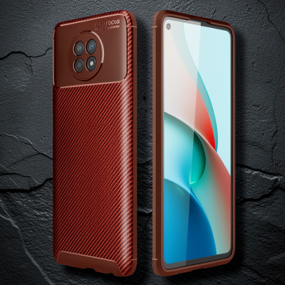 Xiaomi Redmi Note 9 5g Kılıf Auto Focus Karbon Kapak - Kahverengi
