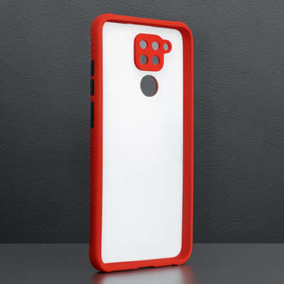 Xiaomi Redmi Note 9 Kılıf Miami Şeffaf Silikon - Kırmızı
