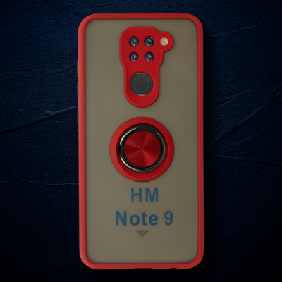 Xiaomi Redmi Note 9 Kılıf Montreal Yüzüklü Silikon Kapak - Kırmızı