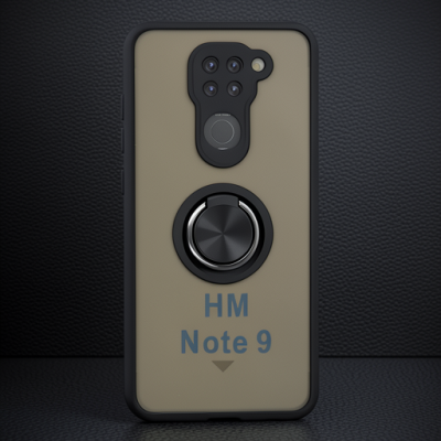 Xiaomi Redmi Note 9 Kılıf Montreal Yüzüklü Silikon Kapak - Siyah