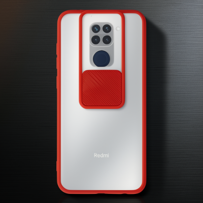 Xiaomi Redmi Note 9 Kılıf Palm Buzlu Kamera Sürgülü Silikon - Kırmızı