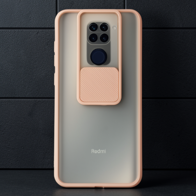 Xiaomi Redmi Note 9 Kılıf Palm Buzlu Kamera Sürgülü Silikon - Pembe