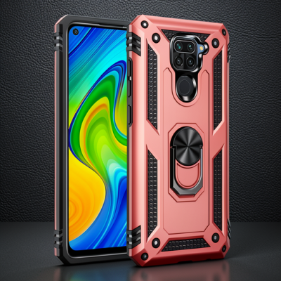 Xiaomi Redmi Note 9 Kılıf Sofya Yüzüklü Silikon Kapak - Rose