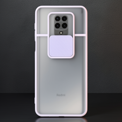 Xiaomi Redmi Note 9 Pro Kılıf Palm Buzlu Kamera Sürgülü Silikon - Lila