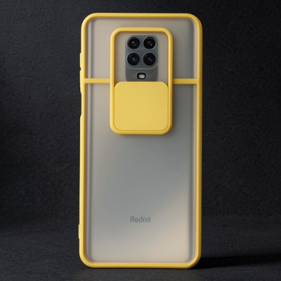 Xiaomi Redmi Note 9 Pro Kılıf Palm Buzlu Kamera Sürgülü Silikon - Sarı