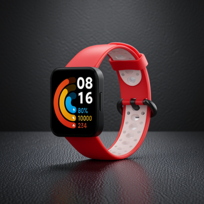 Xiaomi Redmi Watch 2 Spor Delikli Kordon - Kırmızı-beyaz