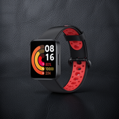 Xiaomi Redmi Watch 2 Spor Delikli Kordon - Siyah-kırmızı