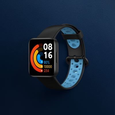 Xiaomi Redmi Watch 2 Spor Delikli Kordon - Siyah-mavi