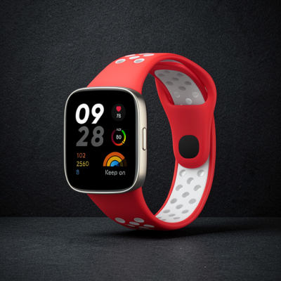 Xiaomi Redmi Watch 3 Spor Delikli Kordon (saat Değildir) - Kırmızı-beyaz