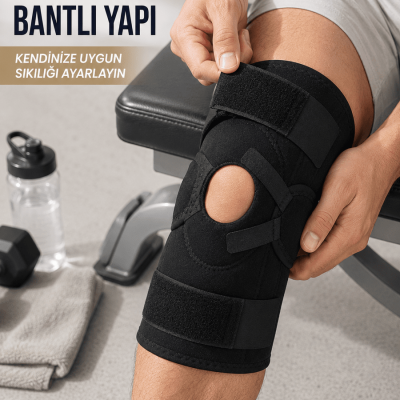Yan Destekli Ligamentli Dizlik Açık Patella Ayarlanabilir Spor ve Günlük Kullanım