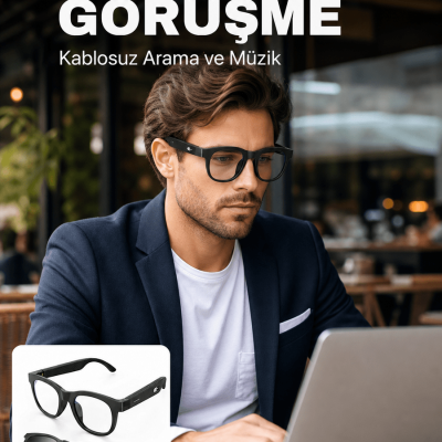 Yapay Zekâ Destekli Akıllı Bluetooth Gözlük Dokunmatik Kontrol Manyetik Lens ve Kablosuz Görüşme Özellikli