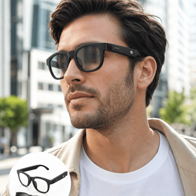 Yapay Zekâ Destekli Akıllı Gözlük Değiştirilebilir Manyetik Lens Bluetooth Bağlantı ve Dokunmatik Kontrol