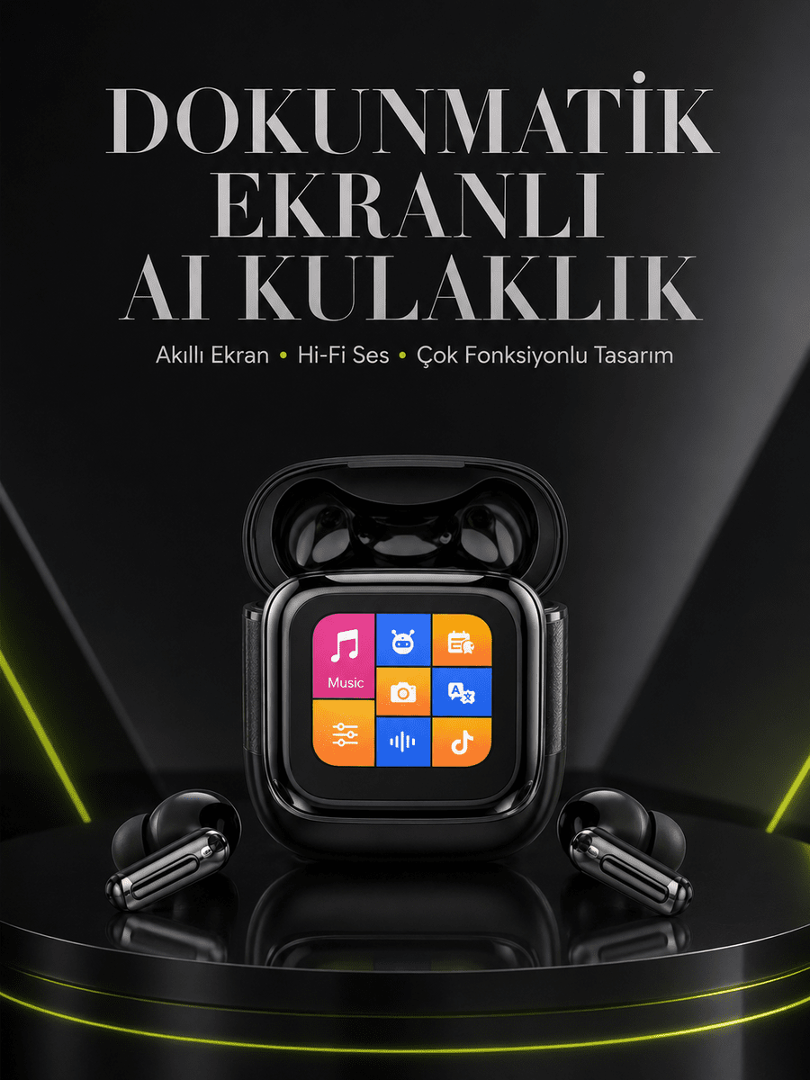 Yeni Nesil AI Bluetooth Kulaklık Akıllı Dokunmatik Ekranlı