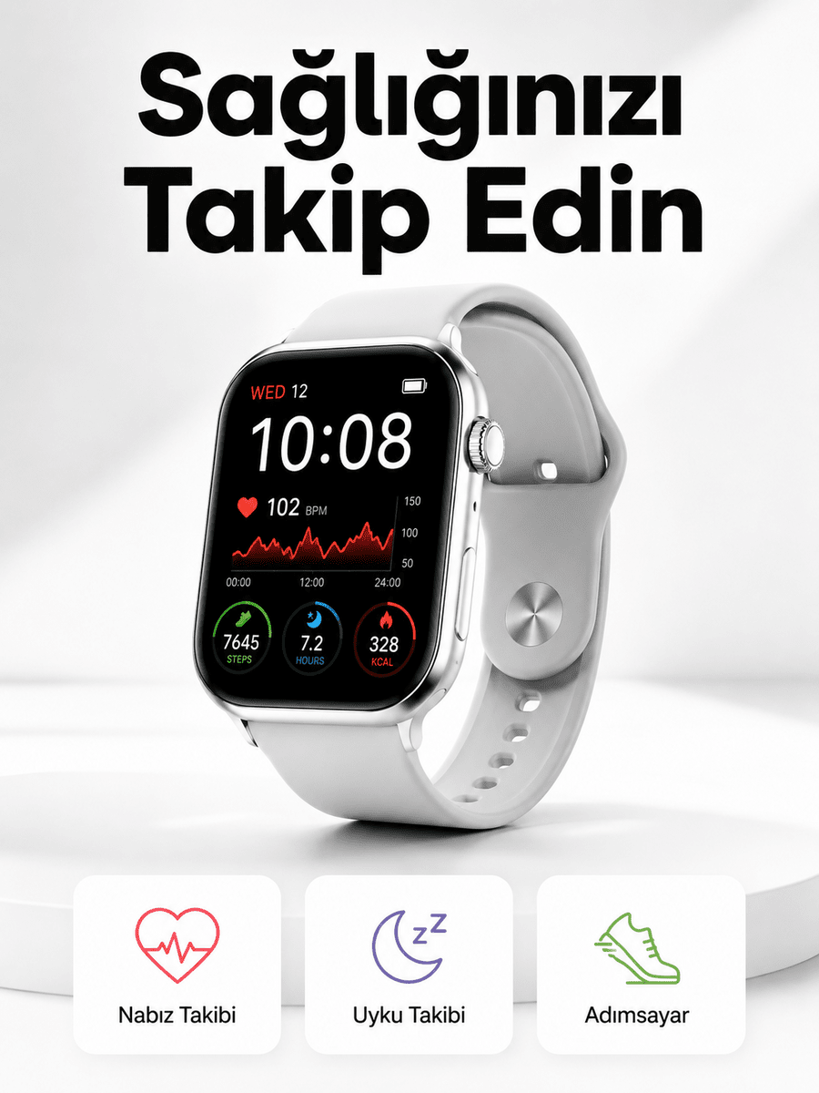 Yeni Nesil Akıllı Saat Adımsayar, GPS, Nabız Ölçer, Uyku ve Sağlık Takibi (Kopya)