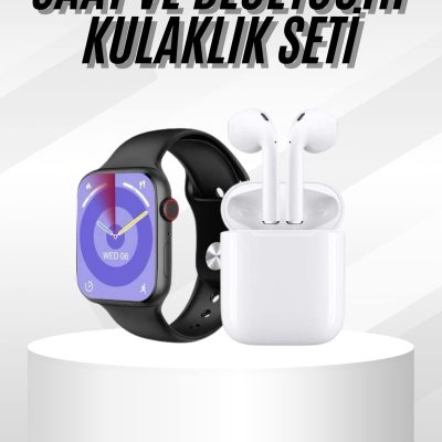 Yeni Nesil Akıllı Saat Ve Kulaklık Seti Gümüş Kasa Zarif Tasarım Çok Fonksiyonlu