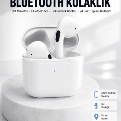 Yeni Nesil Bluetooth Kulaklık Beyaz Çağrı Cevaplayabilen Kablosuz