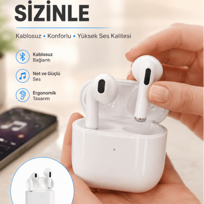 Yeni Nesil Bluetooth Kulaklık Beyaz Çağrı Cevaplayabilen Kablosuz Yeni Nesil