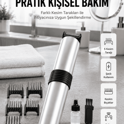 Yeni Nesil Profesyonel Şarjlı Saç Sakal Tıraş Makinesi Ayarlanabilir 4 Taraklı