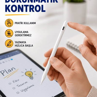 Yüksek Hassasiyetli Eğim Sensörlü Dijital Kalem – USB-C Hızlı Şarjlı Yeni Nesil