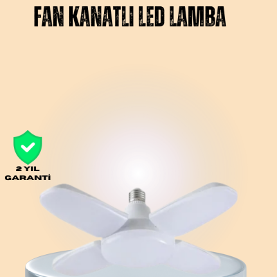 Yüksek Işık Güçlü LED Ampül 4 Kollu Katlanır Pervane Tasarım