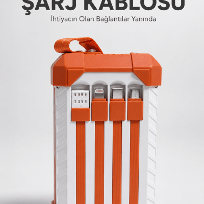 Yüksek Kapasiteli 60000 mAh Güç Bankası 22.5W Hızlı Şarj Type-C USB Çıkışlı Dahili Kablolu Dijital Göstergeli