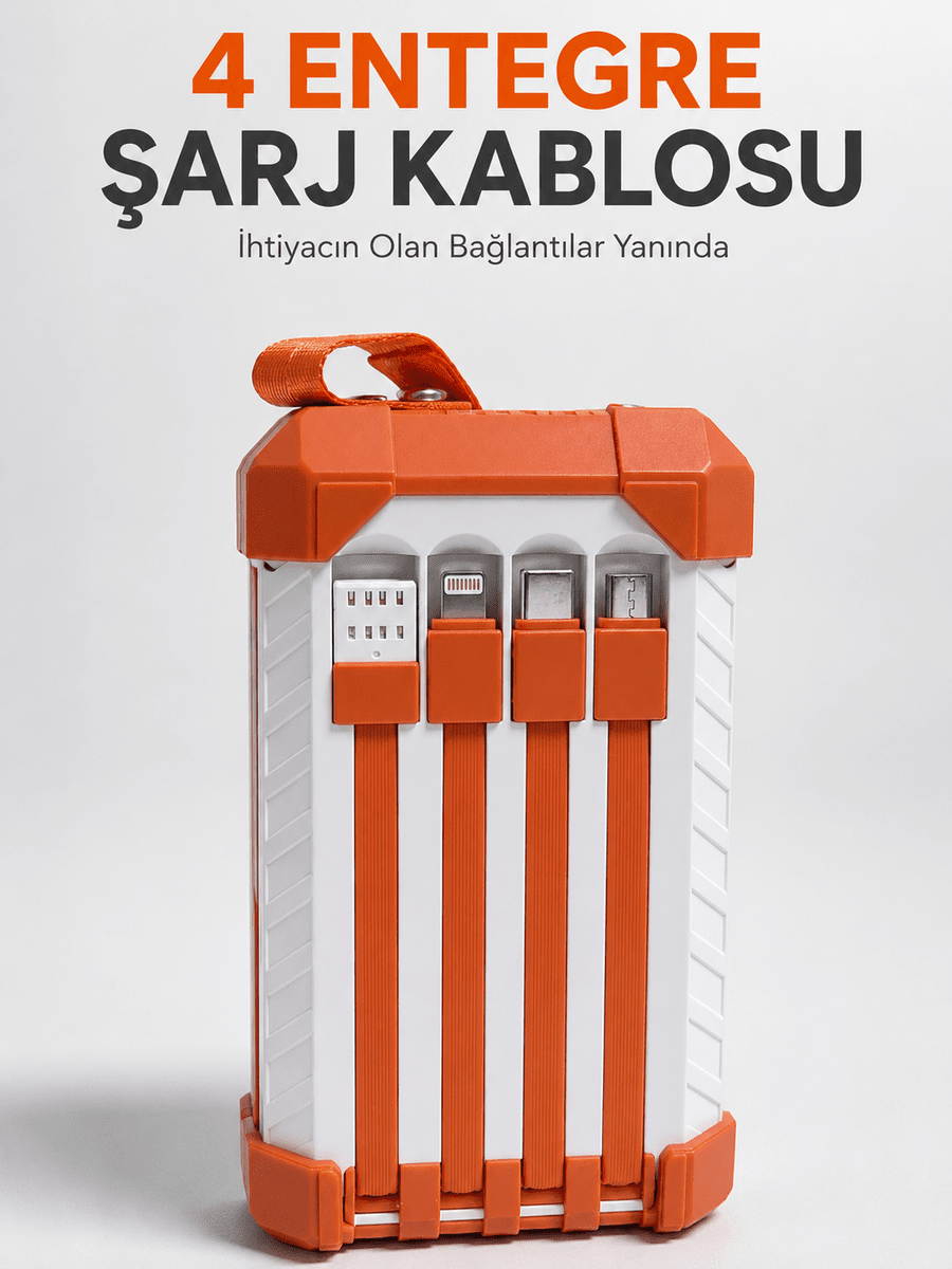 Yüksek Kapasiteli 60000 mAh Güç Bankası 22.5W Hızlı Şarj Type-C USB Çıkışlı Dahili Kablolu Dijital Göstergeli