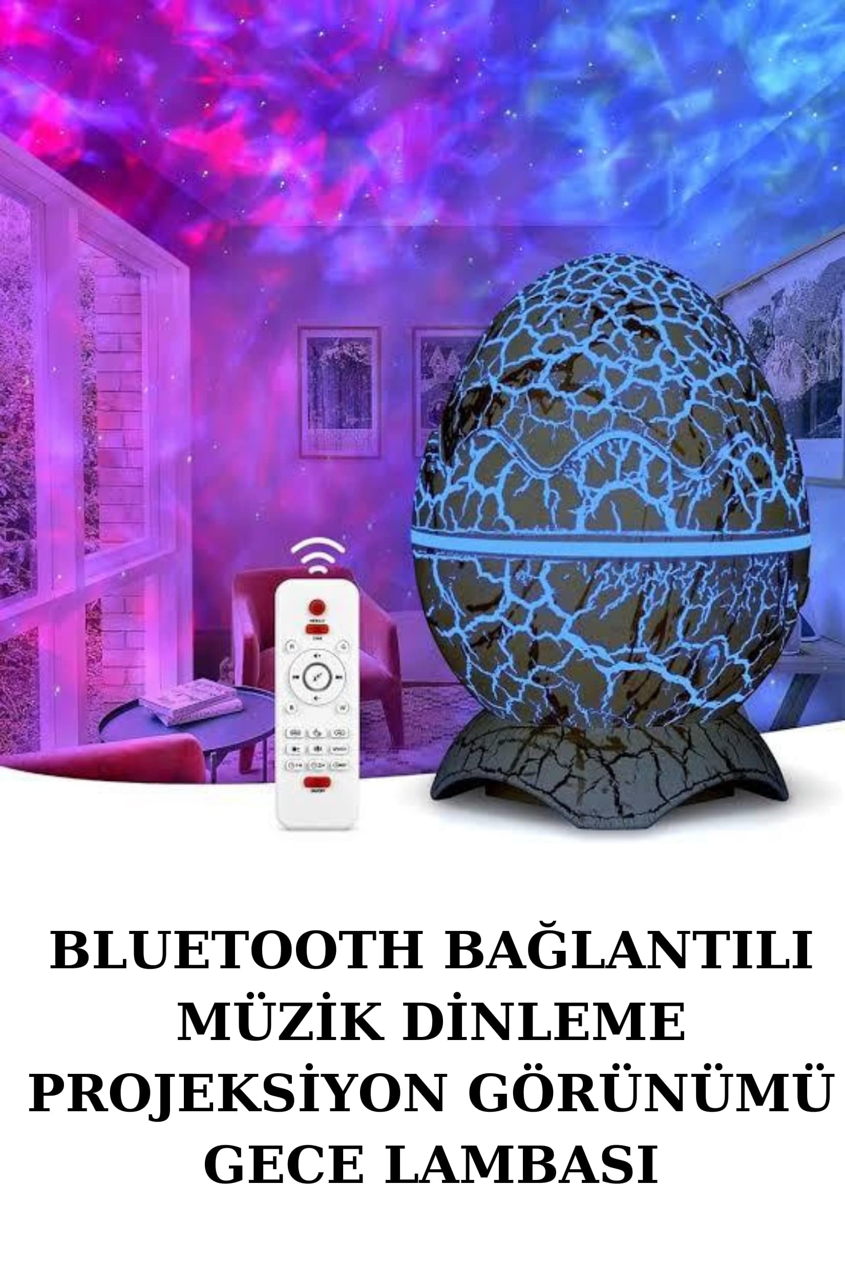 Yumurta Şeklinde Su Dalgalı Bluetooth Speaker Lamba Renkli Şarjlı