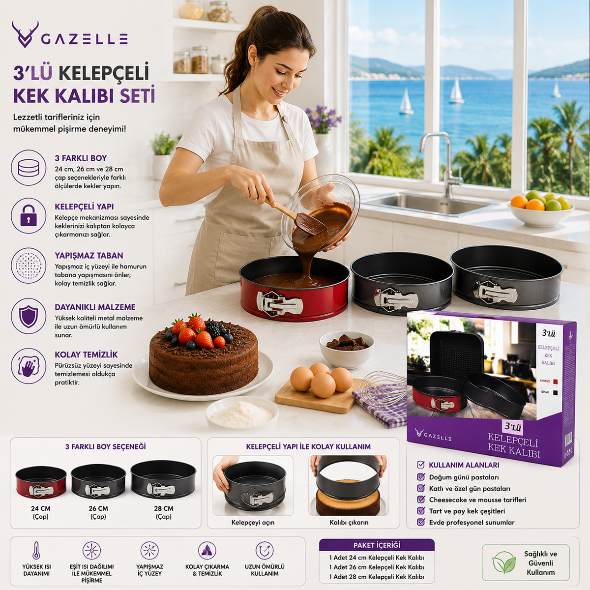 Yuvarlak Metal Kelepçeli Kek Kalıbı