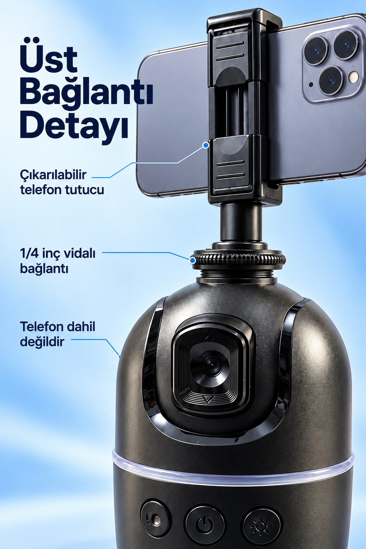 Otomatik Yüz Takipli Telefon Standı Ayarlanabilir Telefon Tutuculu